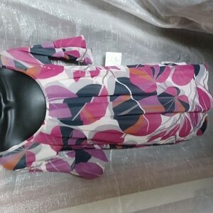 WESTON WEAR FLORAL DRESS, cream/pink/purple/Gray -SIZE SMALL